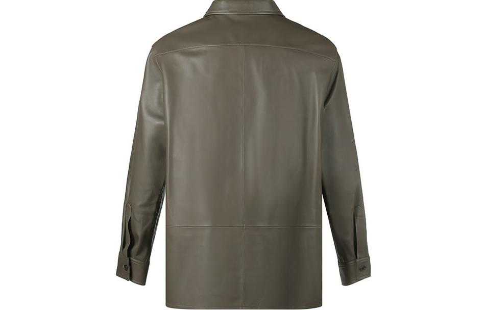 Lookbook LOEWE FW22 Jaket Zip-Up Kulit Nappa Khaki Lelaki - Pakaian Luar H526Y31L03-4160