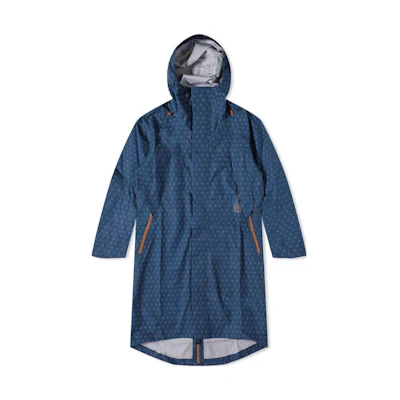 LOEWE FW22 Polka Dot Printed Zip-Up Hooded Mid-Length Coat Blue H929Y02X03-6243