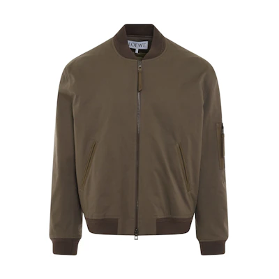 LOEWE FW22 Ribbed Trim Zip Jacket Light Brown Men’s Outerwear H526Y02W291320