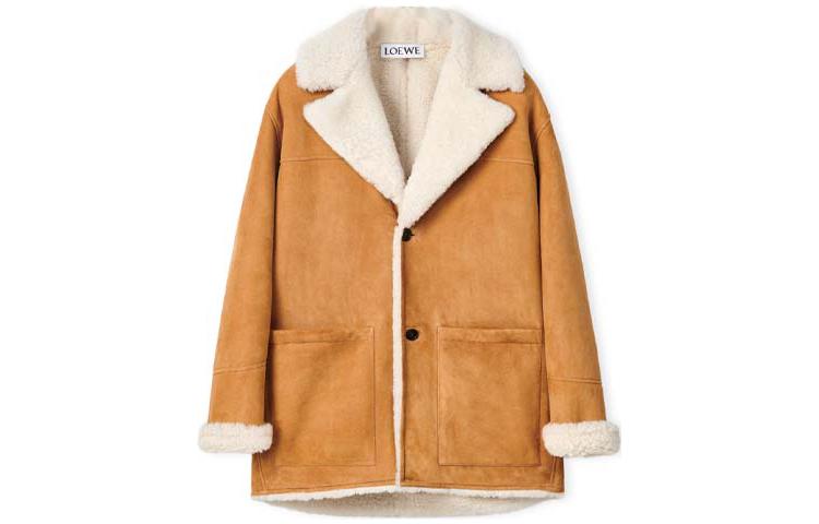 LOEWE FW22 Single-Breasted Camel Jacket with Solid Color & Pockets H526Y18L52-3159