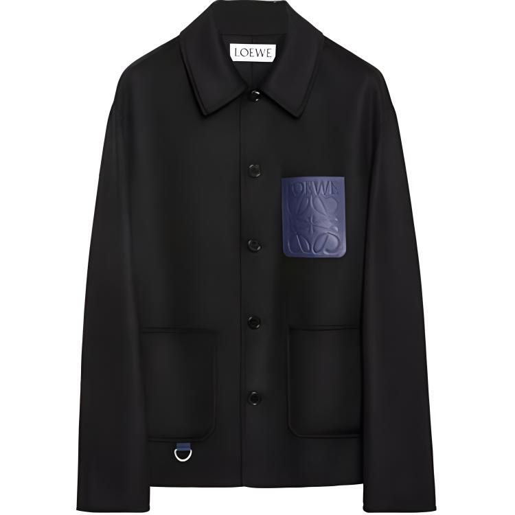 LOEWE FW22 Solid Color Single-Breasted Long Sleeve Jacket Black Men’s Outerwear H526Y03W76-1100