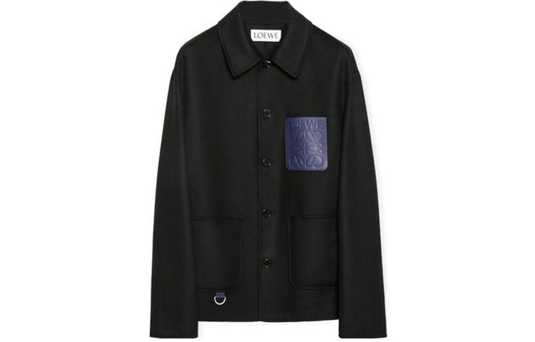 Order LOEWE FW22 Jaket Lengan Panjang Hitam Lelaki - Jaket Warna Solid Bergaya. H526Y03W76-1100