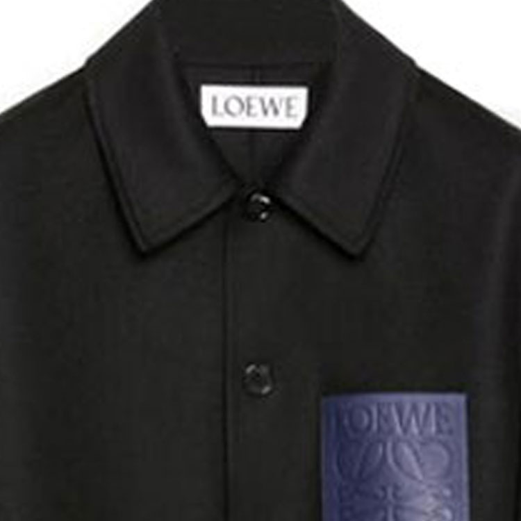 Shop LOEWE FW22 Jaket Lengan Panjang Hitam Lelaki - Jaket Warna Solid Bergaya. H526Y03W76-1100