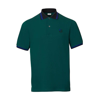 LOEWE FW22 Solid Logo Embroidered Polo Shirt Men’s Teal Green. H526Y26J04-4110