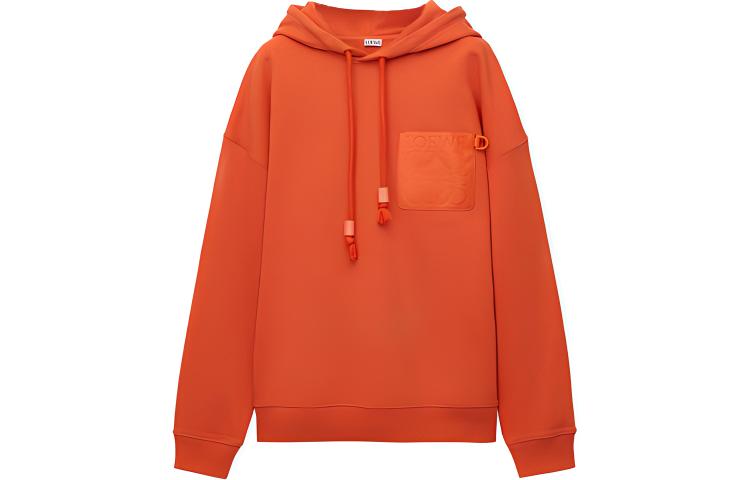 LOEWE FW22 Solid Logo Patch Drawstring Hoodie Orange () H526Y25X21-9100