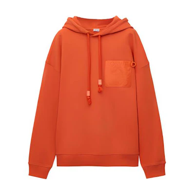 LOEWE FW22 Solid Logo Patch Drawstring Hoodie Orange () H526Y25X21-9100