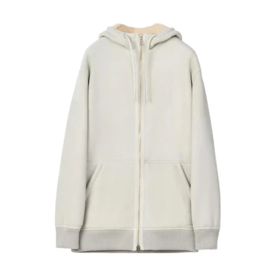 LOEWE FW22 White Solid Color Zip-Up Hoodie Long Sleeve H526Y19L52-2163