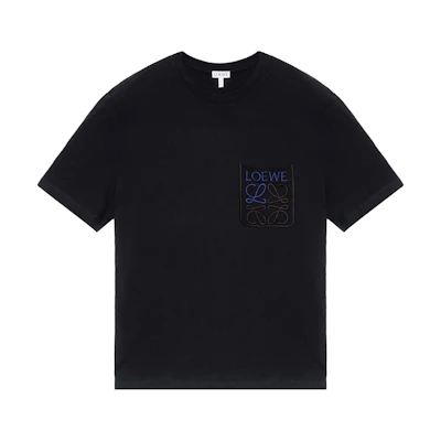 LOEWE FW23 Black Logo Embroidered Oversized Short-Sleeve T-Shirt. H526Y22X99-1100