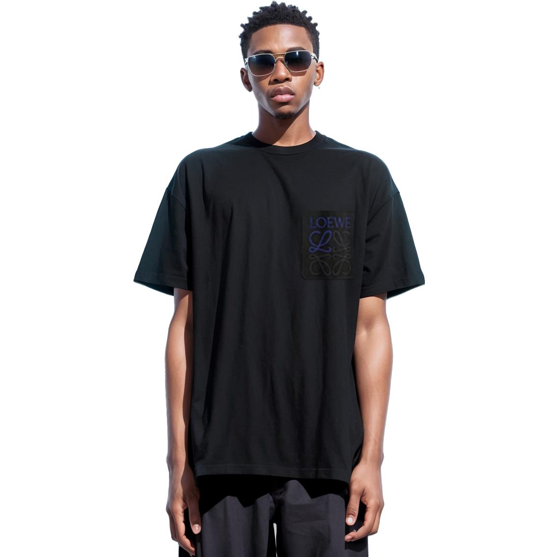 Purchase LOEWE 2023秋冬 黑色Logo刺绣宽松短袖T恤 H526Y22X99-1100
