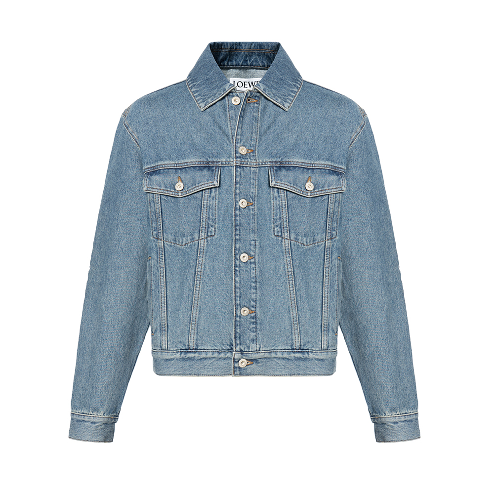 LOEWE FW23  Blue Denim Jacket with Logo Applique Design. H526Y50W07-5475