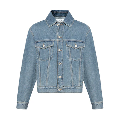LOEWE FW23 Blue Denim Jacket with Logo Applique Design. H526Y50W07-5475