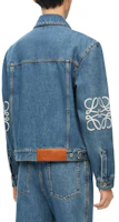 Shop LOEWE FW23 藍色丹寧外套附標誌貼布設計 H526Y50W07-5475