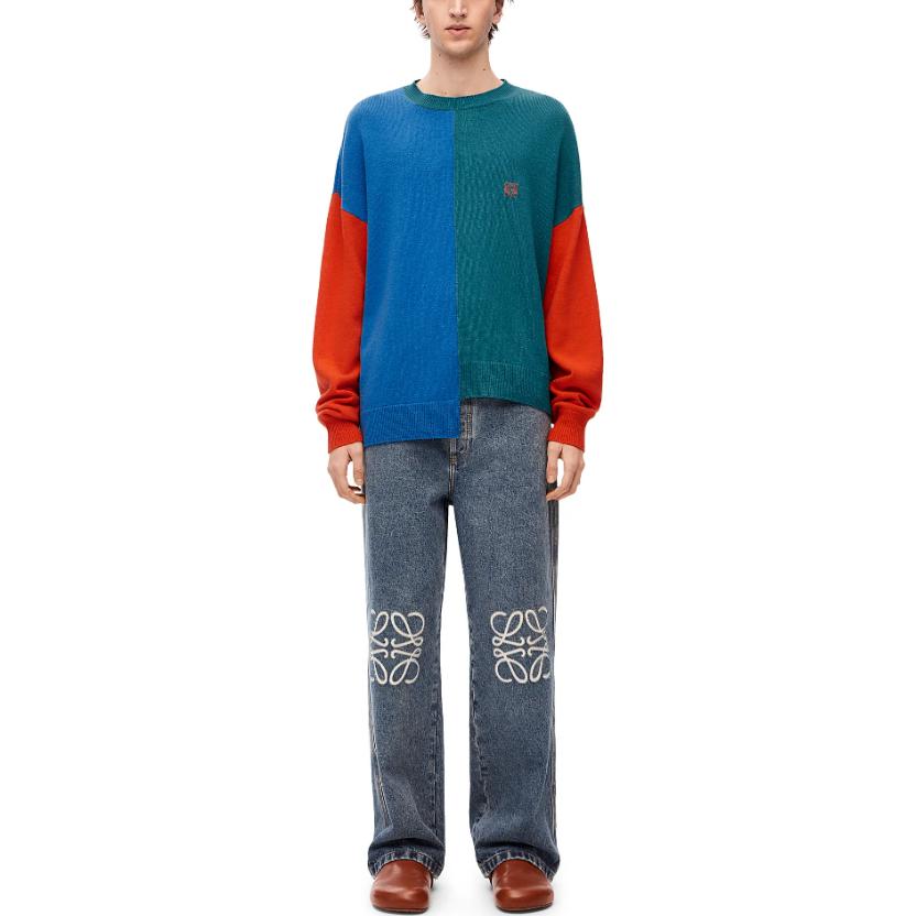 Lookbook LOEWE FW23 Baju Sweater Crewneck Logo Colorblock Lelaki H526Y14KEG-5149