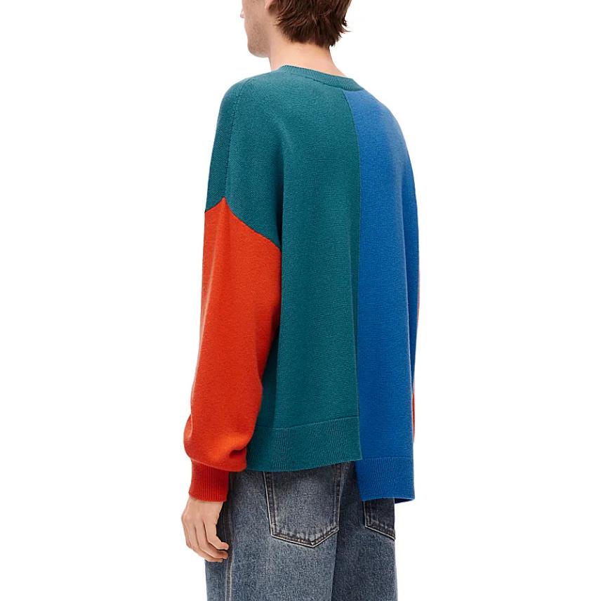 Shop LOEWE FW23 Baju Sweater Crewneck Logo Colorblock Lelaki H526Y14KEG-5149