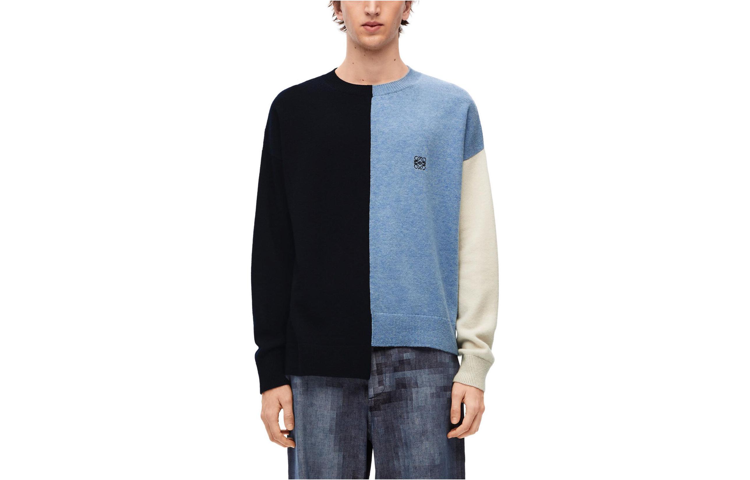 Details for LOEWE FW23 Baju Sweater Crewneck Logo Colorblock Lelaki H526Y14KEG-5149