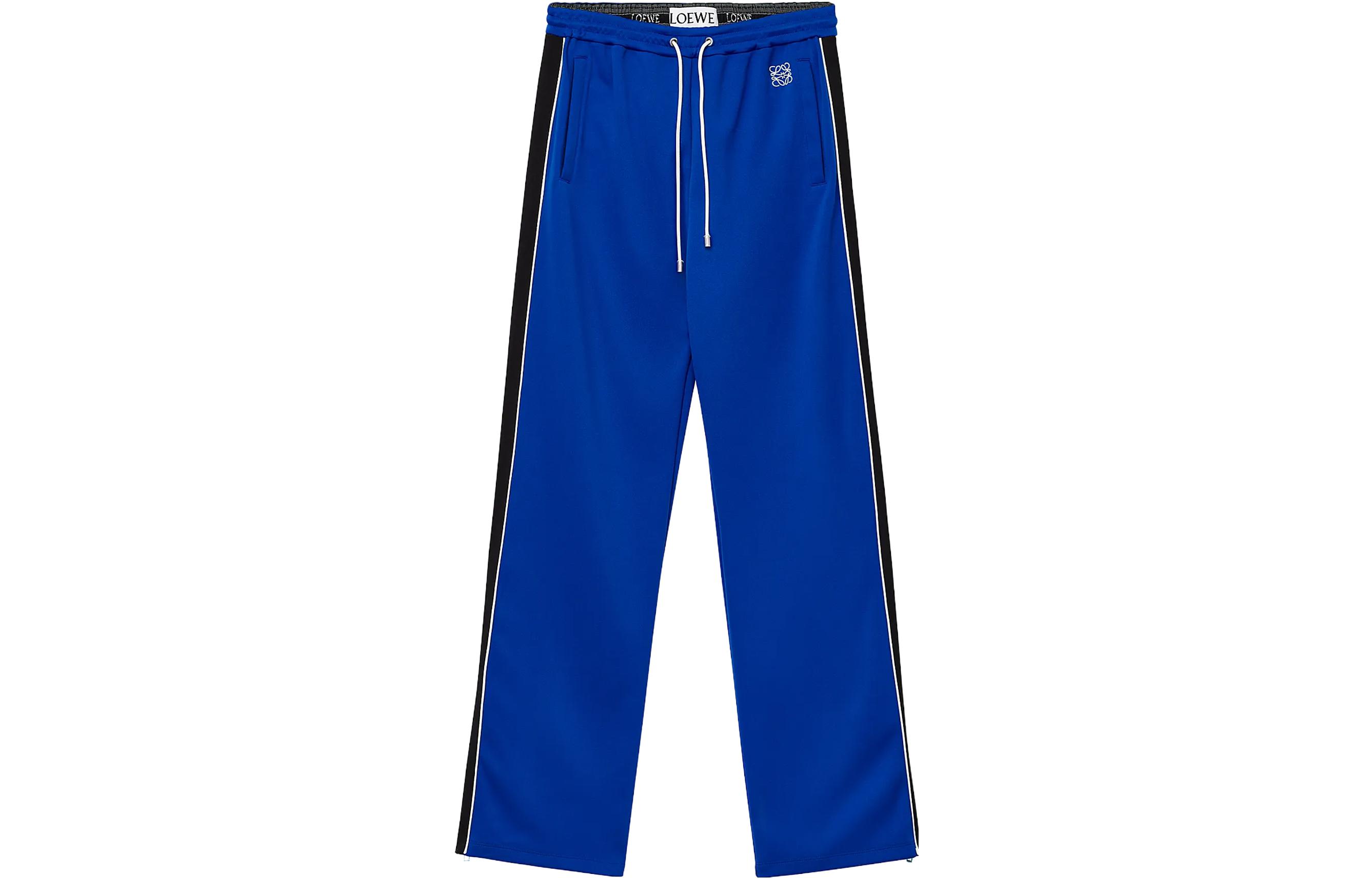 LOEWE FW23  Knit Track Pants Klein Blue with Side Stripes and Logo Embroidery. H526Y04X35-6081