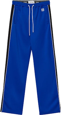 LOEWE FW23 Knit Track Pants Klein Blue with Side Stripes and Logo Embroidery. H526Y04X35-6081 Order LOEWE FW23 Knit Track Pants Klein Blue with Side Stripes and Logo Embroidery. H526Y04X35-6081