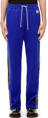 LOEWE FW23 Knit Track Pants Klein Blue with Side Stripes and Logo Embroidery. H526Y04X35-6081 Lookbook LOEWE FW23 Knit Track Pants Klein Blue with Side Stripes and Logo Embroidery. H526Y04X35-6081