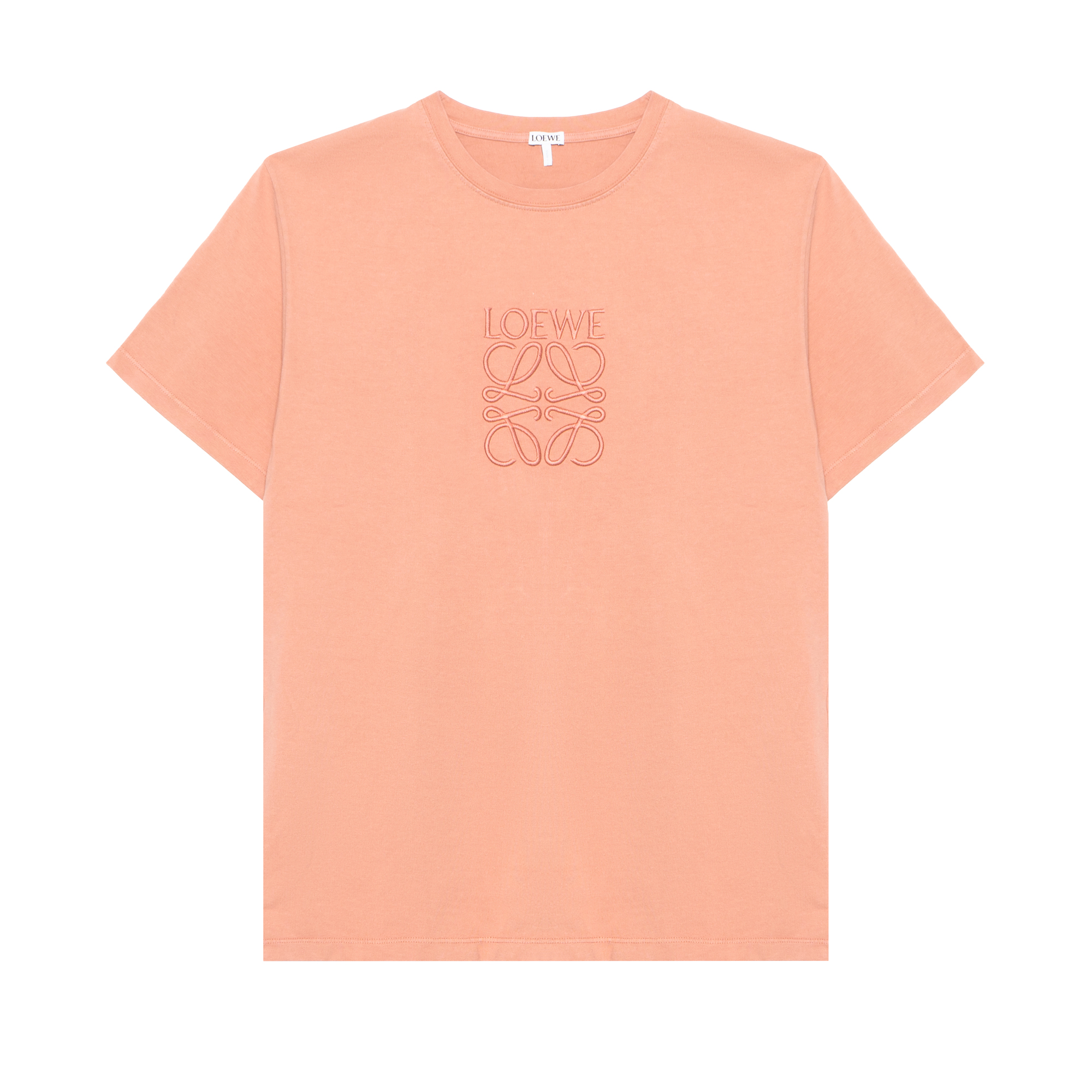 LOEWE FW23  Pink Crewneck T-Shirt with Embroidered Logo Design. H526Y22XA4-8765