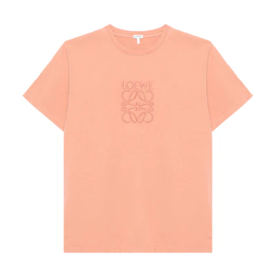 LOEWE FW23 Pink Crewneck T-Shirt with Embroidered Logo Design. H526Y22XA4-8765
