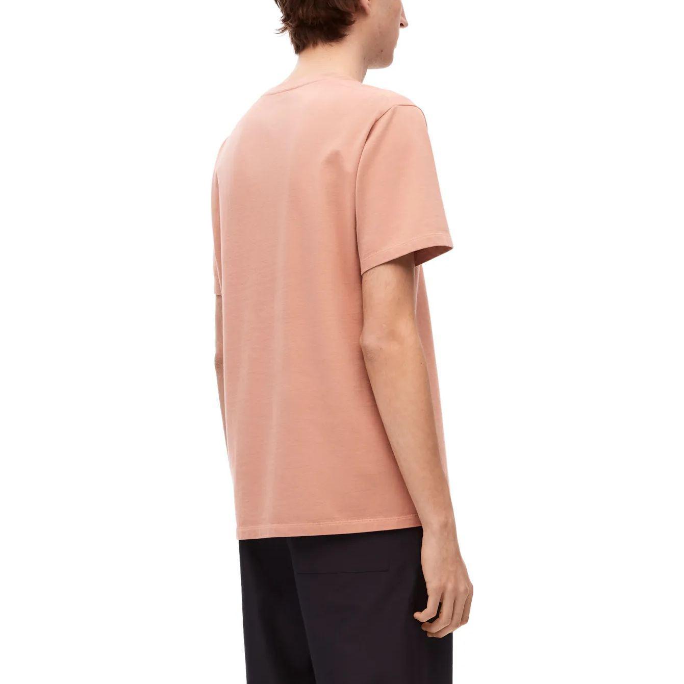 Shop LOEWE FW23 粉色刺繡Logo設計圓領T恤 H526Y22XA4-8765