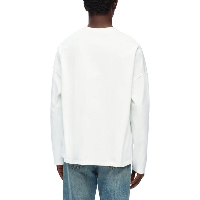 Shop LOEWE FW23 素色圓領長袖休閒T恤 H526Y22XAX-1100