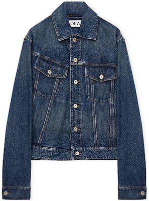 LOEWE FW23 Washed Asymmetric Long-Sleeve Denim Jacket Blue H526Y13X21-6395 Buy LOEWE FW23 Washed Asymmetric Long-Sleeve Denim Jacket Blue H526Y13X21-6395