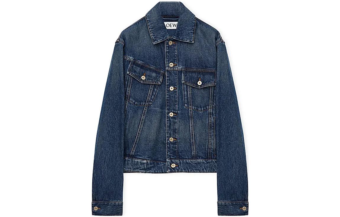 Order ロエベ FW23 ウォッシュ アシンメトリー 長袖 デニムジャケット ブルー H526Y13X21-6395