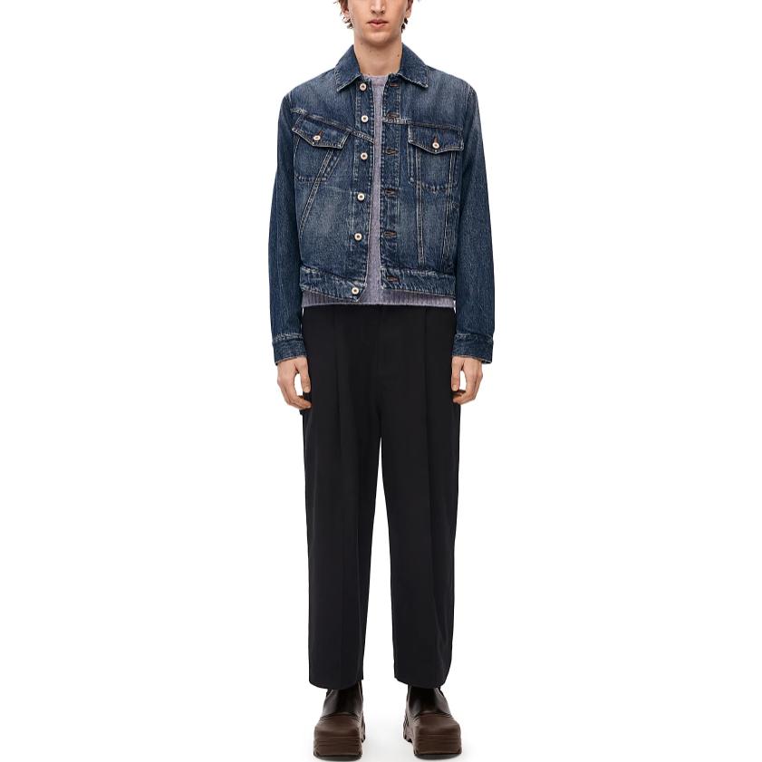 Lookbook ロエベ FW23 ウォッシュ アシンメトリー 長袖 デニムジャケット ブルー H526Y13X21-6395
