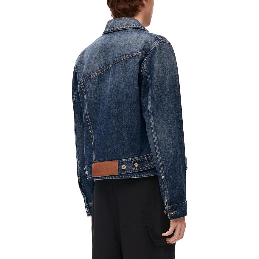 Shop ロエベ FW23 ウォッシュ アシンメトリー 長袖 デニムジャケット ブルー H526Y13X21-6395