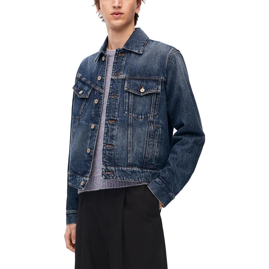 Purchase ロエベ FW23 ウォッシュ アシンメトリー 長袖 デニムジャケット ブルー H526Y13X21-6395