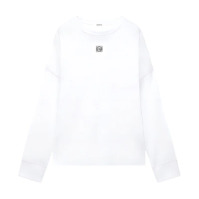 LOEWE FW23 White Long-Sleeve Crewneck Tee with Logo Pattern. H526Y22XAY-2100