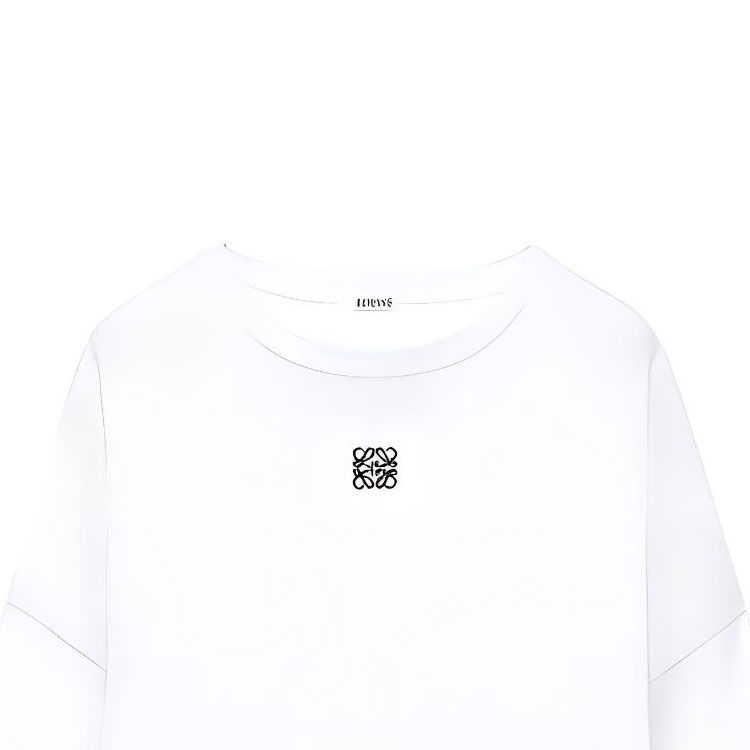 Sizing LOEWE FW23 白色長袖圓領T恤帶品牌標誌圖案。 H526Y22XAY-2100