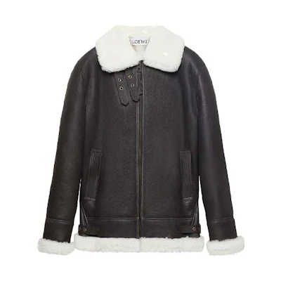 LOEWE FW23 Brown Solid Color Zip-Up Bomber Jacket H526Y20L38-2103