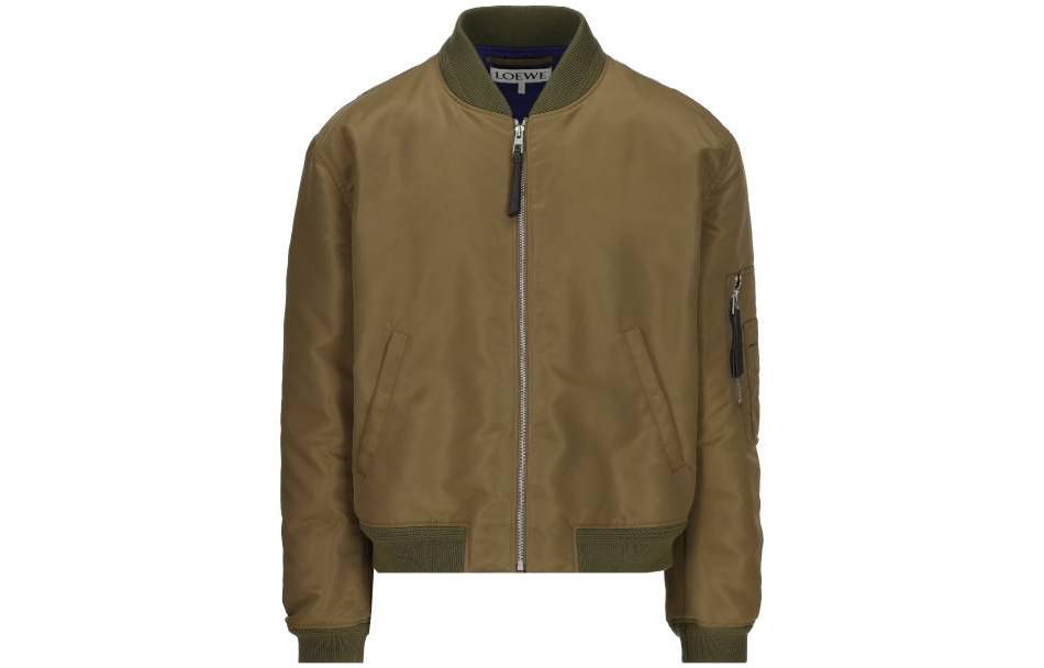 LOEWE FW23 Khaki Zip-Up Baseball Collar Jacket H526Y03W96-4160