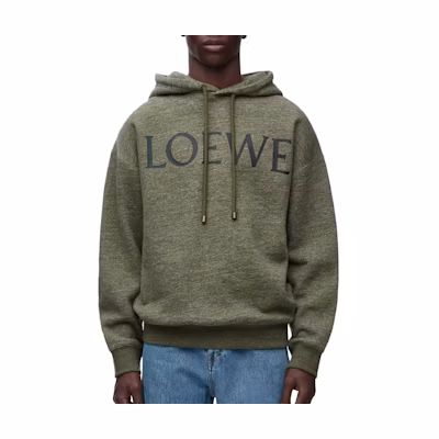 LOEWE FW23 Logo Graphic Oversized Hoodie Sweatshirt Grey Men’s H526Y25X42-1440