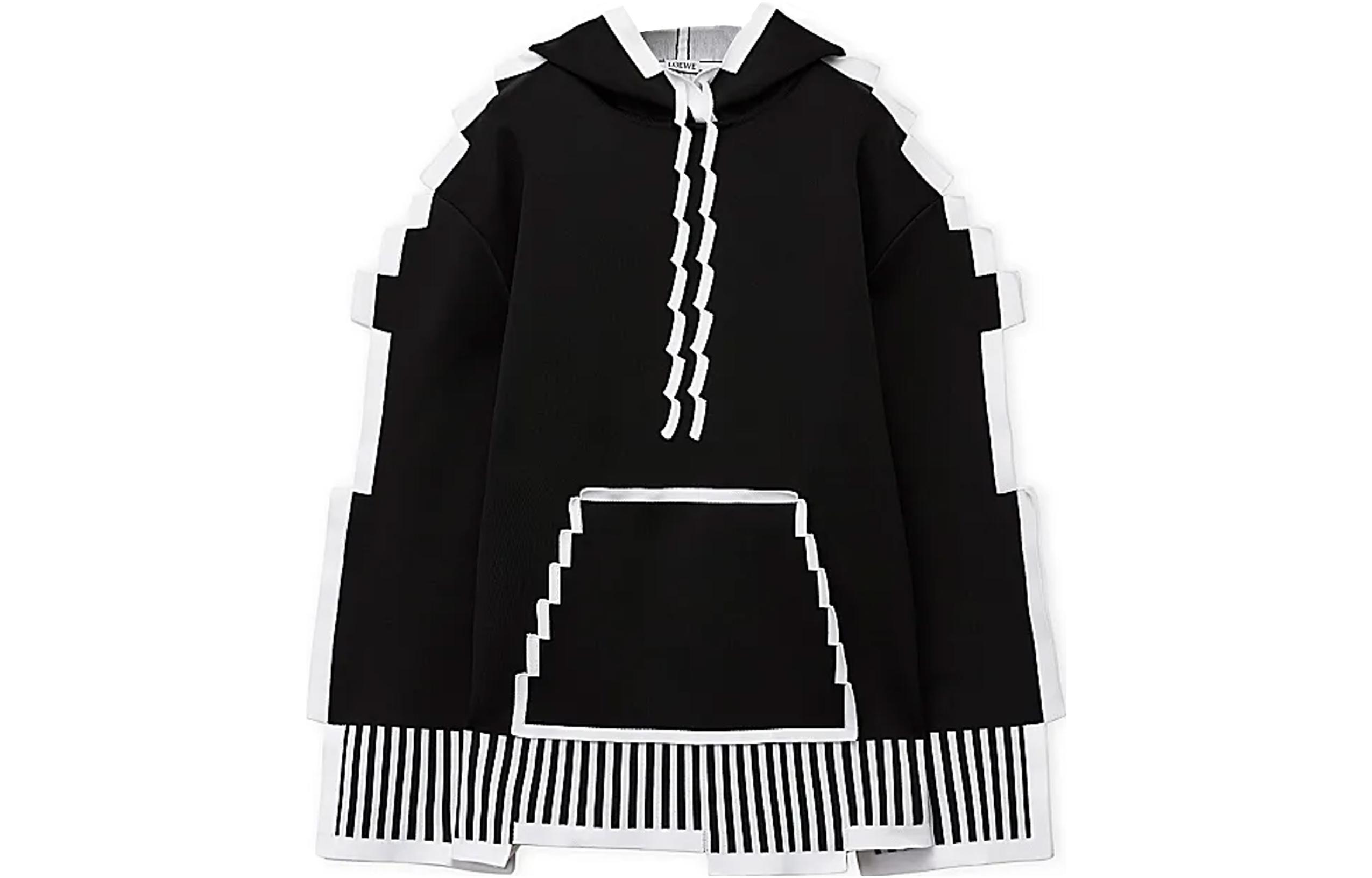 LOEWE FW23 Pixel Colorblock Jacquard Hoodie Black Hoodie H526Y14KF6-1100