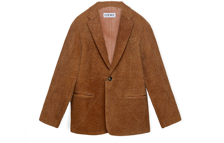LOEWE FW23 Single-Breasted Loose-Fit Blazer Jacket Brown H526Y19LA5-2530