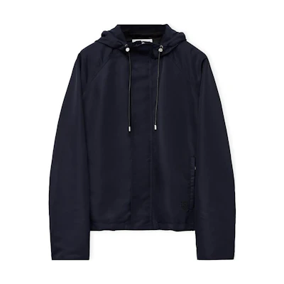 LOEWE FW23 Solid Color Logo Embroidered Hoodie Jacket Midnight Blue H526Y03WAI-5440