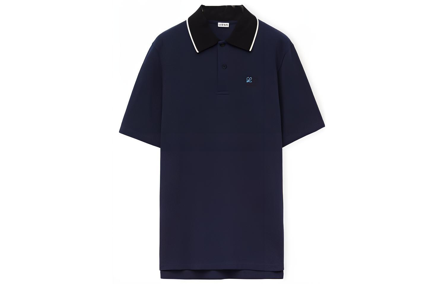 LOEWE FW23 Striped Short Sleeve Polo Shirt Midnight Blue - H526Y26J07-5440