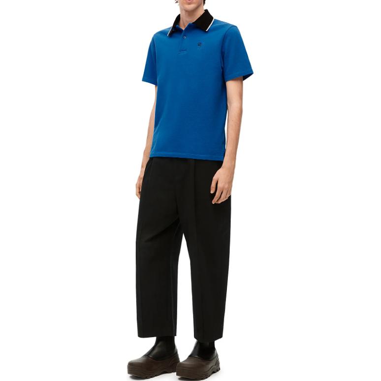 Lookbook ロエベ FW23 ストライプ 半袖 ポロシャツ ミッドナイトブルー H526Y26J07-5440