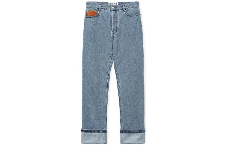 LOEWE FW23 Washed Vintage Straight-Leg Casual Blue Jeans for Men. H526Y11W07-4774