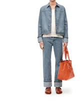 Lookbook LOEWE FW23 Washed Vintage Straight-Leg Casual Blue Jeans for Men. H526Y11W07-4774