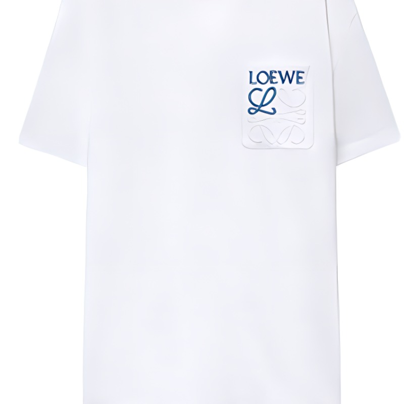 Purchase LOEWE FW23 White Loose Fit Crewneck T-Shirt with Embroidered Logo for Men. H526Y22X99-2100