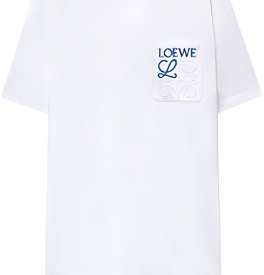 LOEWE FW23 White Loose Fit Crewneck T-Shirt with Embroidered Logo for Men. H526Y22X99-2100 Purchase LOEWE FW23 White Loose Fit Crewneck T-Shirt with Embroidered Logo for Men. H526Y22X99-2100