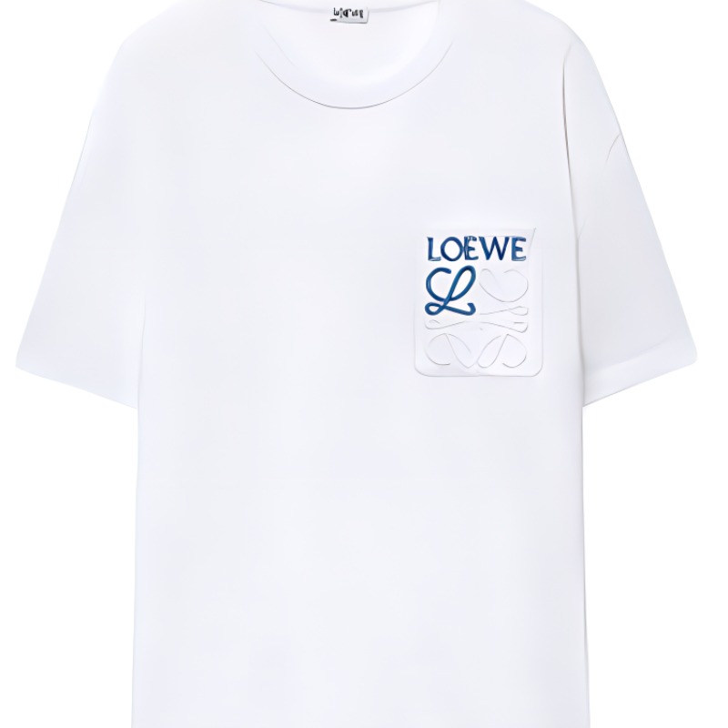 Details for LOEWE FW23 White Loose Fit Crewneck T-Shirt with Embroidered Logo for Men. H526Y22X99-2100