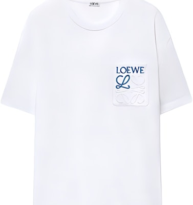 LOEWE FW23 White Loose Fit Crewneck T-Shirt with Embroidered Logo for Men. H526Y22X99-2100 Details for LOEWE FW23 White Loose Fit Crewneck T-Shirt with Embroidered Logo for Men. H526Y22X99-2100