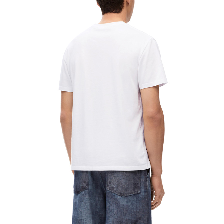 Sizing LOEWE FW23 White Loose Fit Crewneck T-Shirt with Embroidered Logo for Men. H526Y22X99-2100