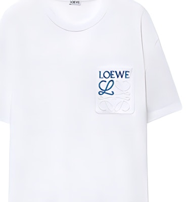 LOEWE FW23 White Loose Fit Crewneck T-Shirt with Embroidered Logo for Men. H526Y22X99-2100 1