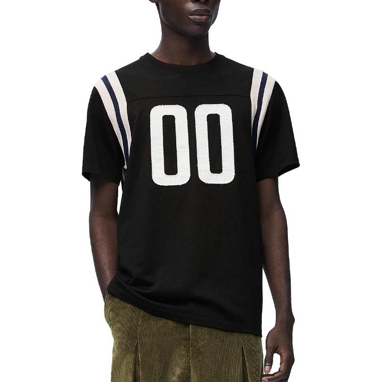 Lookbook LOEWE FW24黑色圓領T恤背面刺繡標誌款式。 H526Y22XBD-1102